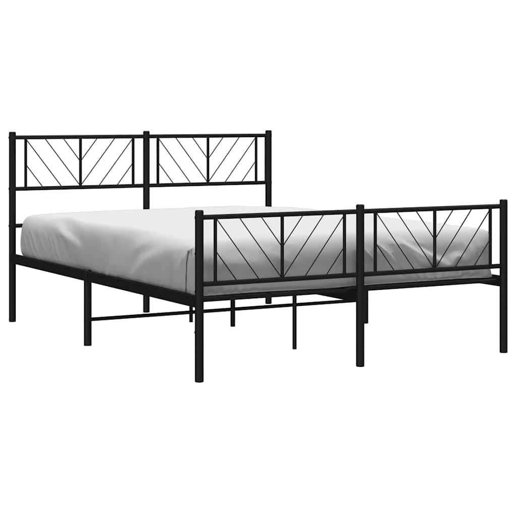 Metal Bed Frame without Mattress with Footboard Black 135x190 cm