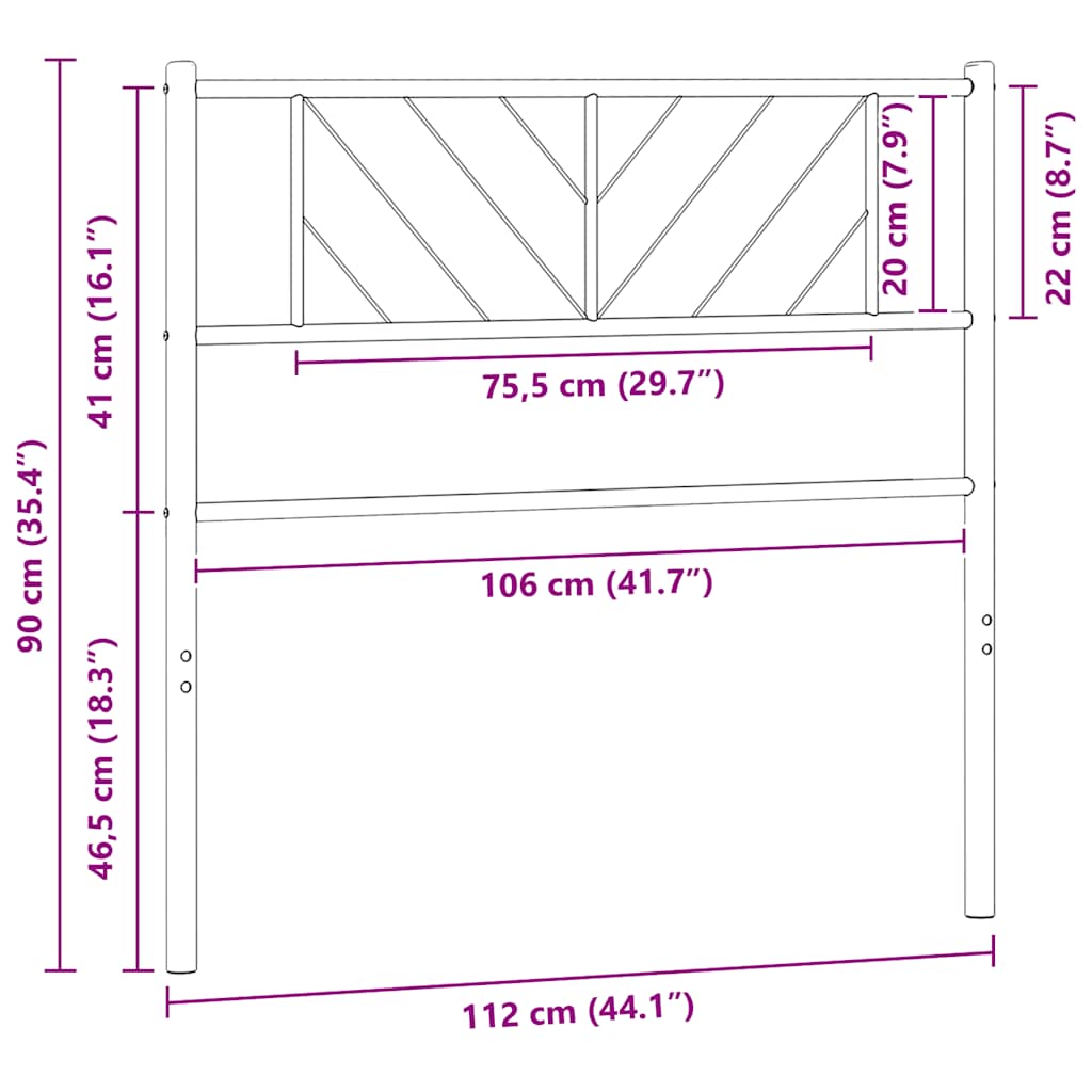 Metal Replace Headboard Black 107 cm