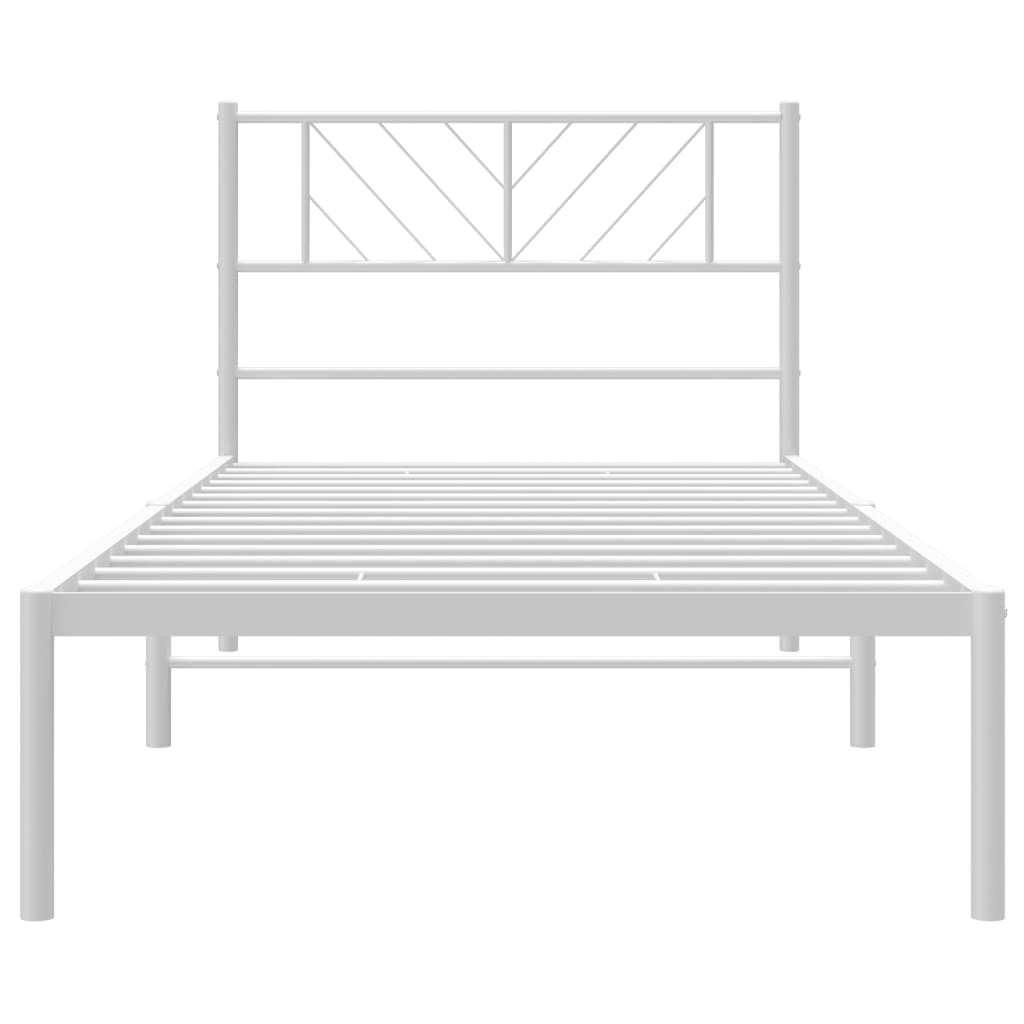 Metal Bed Frame without Mattress with Headboard White 90x190 cm