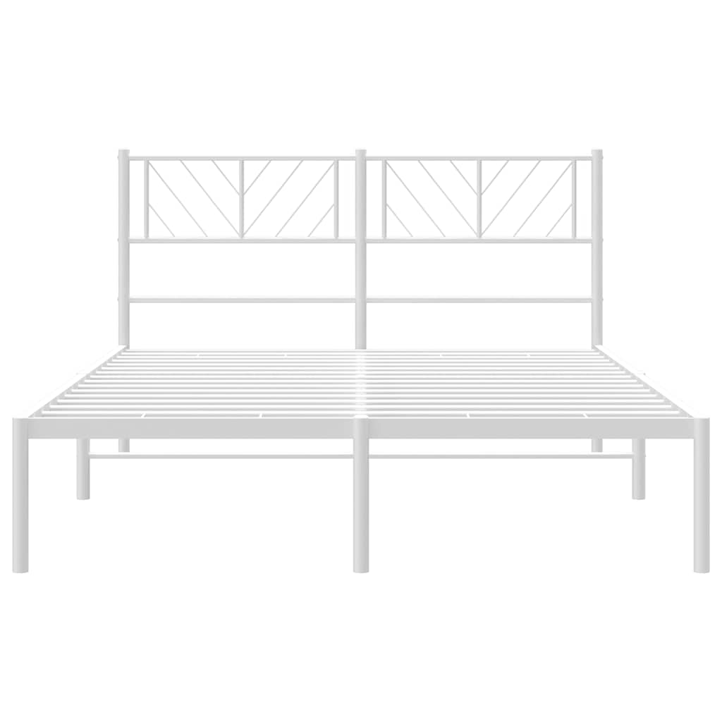 Metal Bed Frame without Mattress with Headboard White 135x190 cm