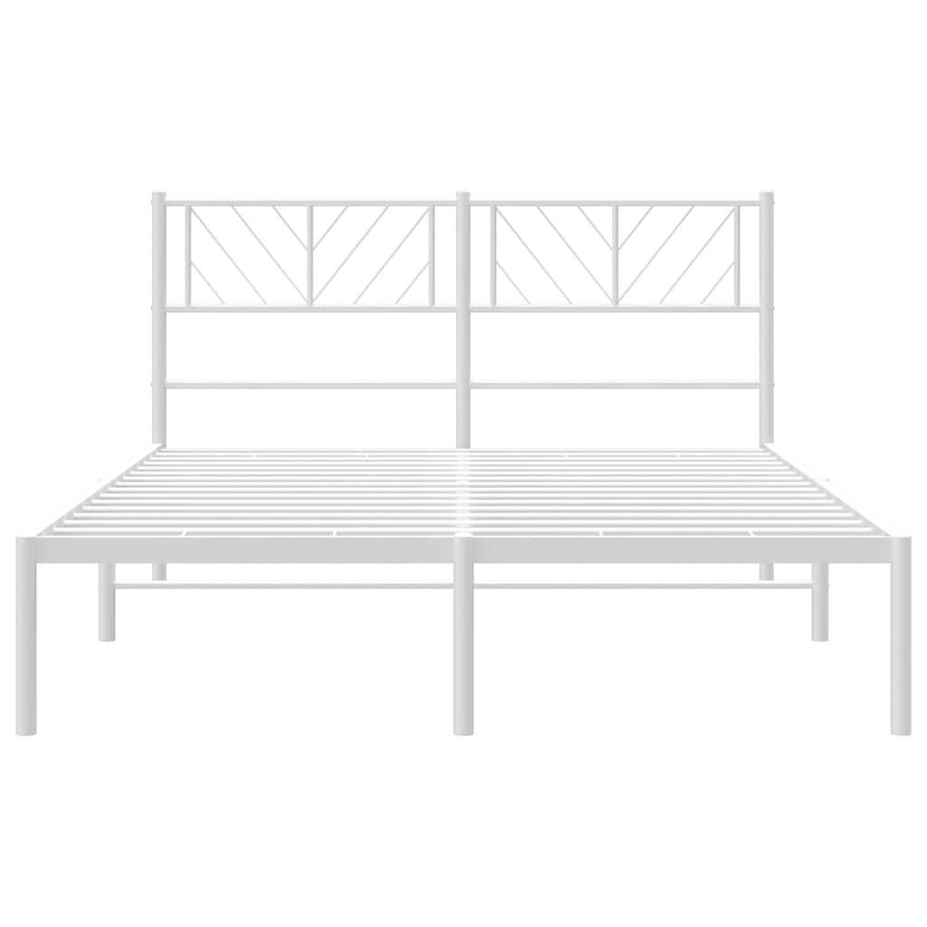 Metal Bed Frame without Mattress with Headboard White 150x200 cm