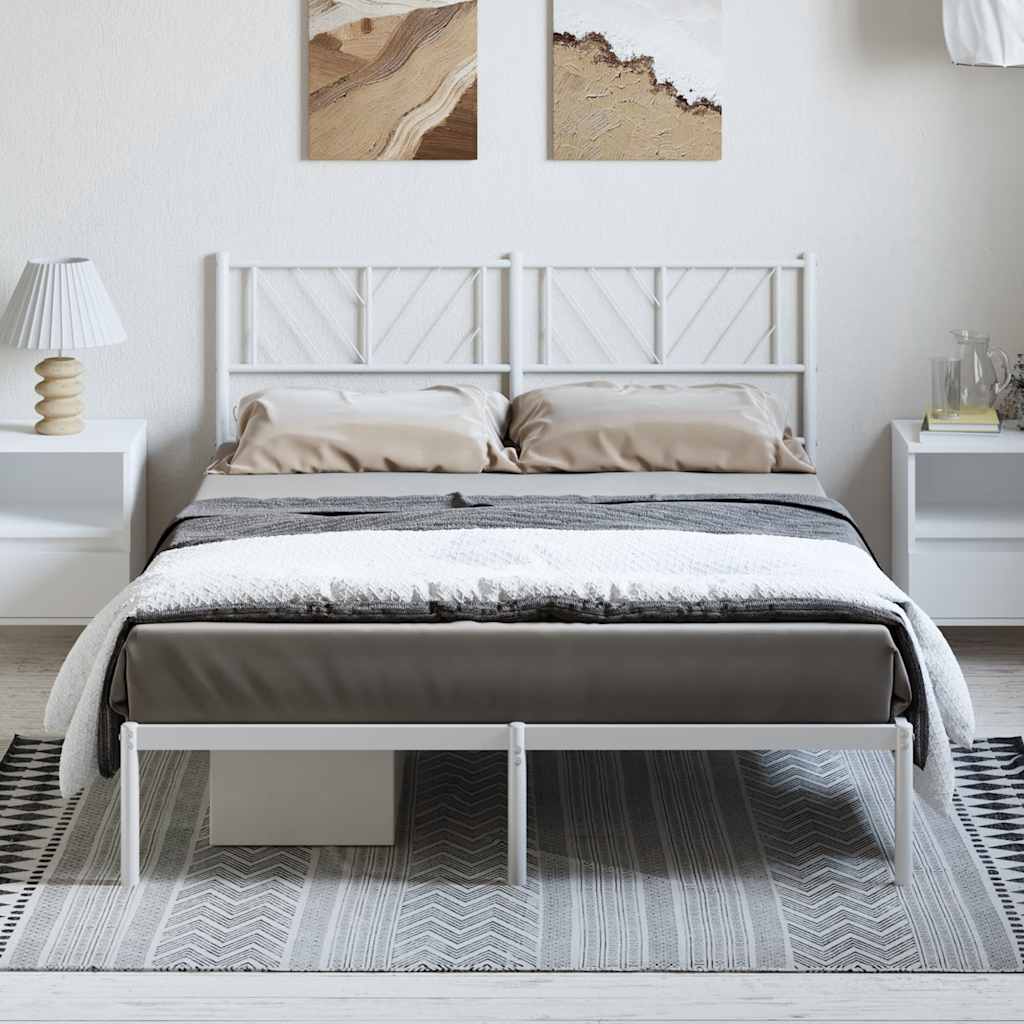 Metal Bed Frame without Mattress with Headboard White 150x200 cm
