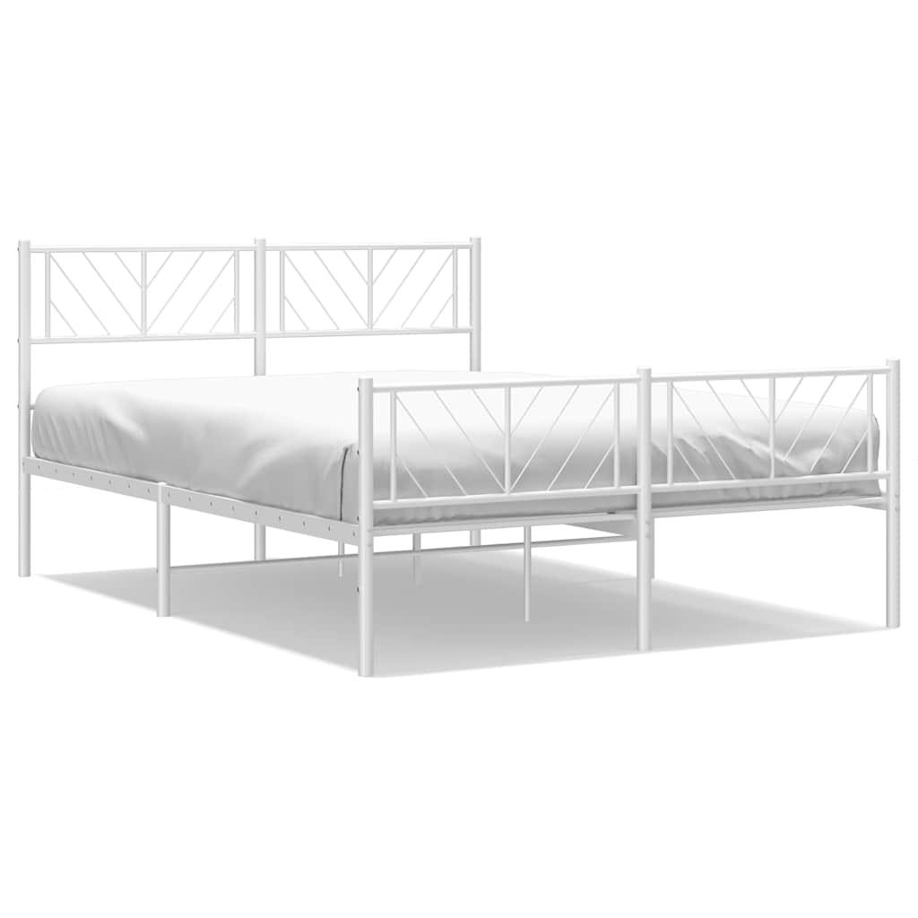 Metal Bed Frame without Mattress with Footboard White 150x200 cm