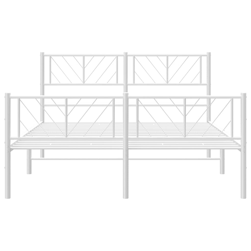 Metal Bed Frame without Mattress with Footboard White 150x200 cm
