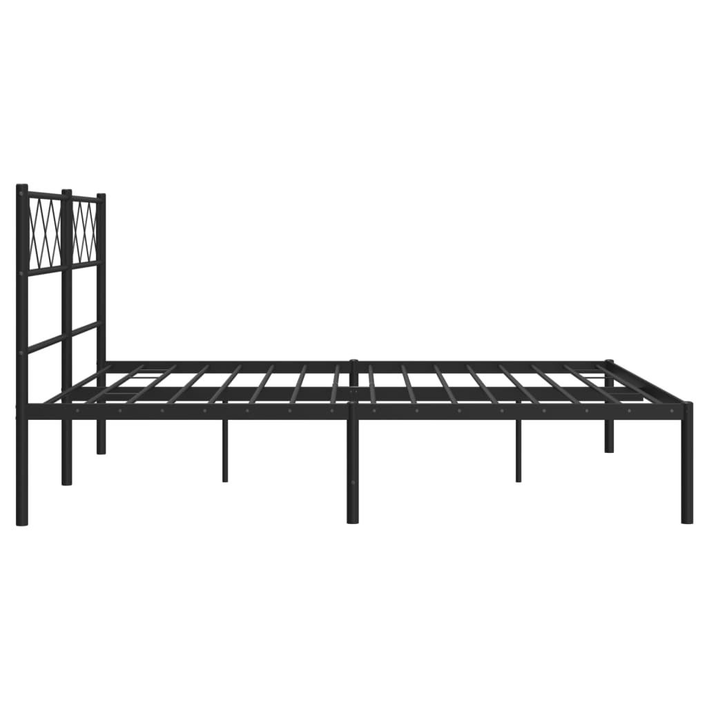 Metal Bed Frame without Mattress with Headboard Black 150x200 cm