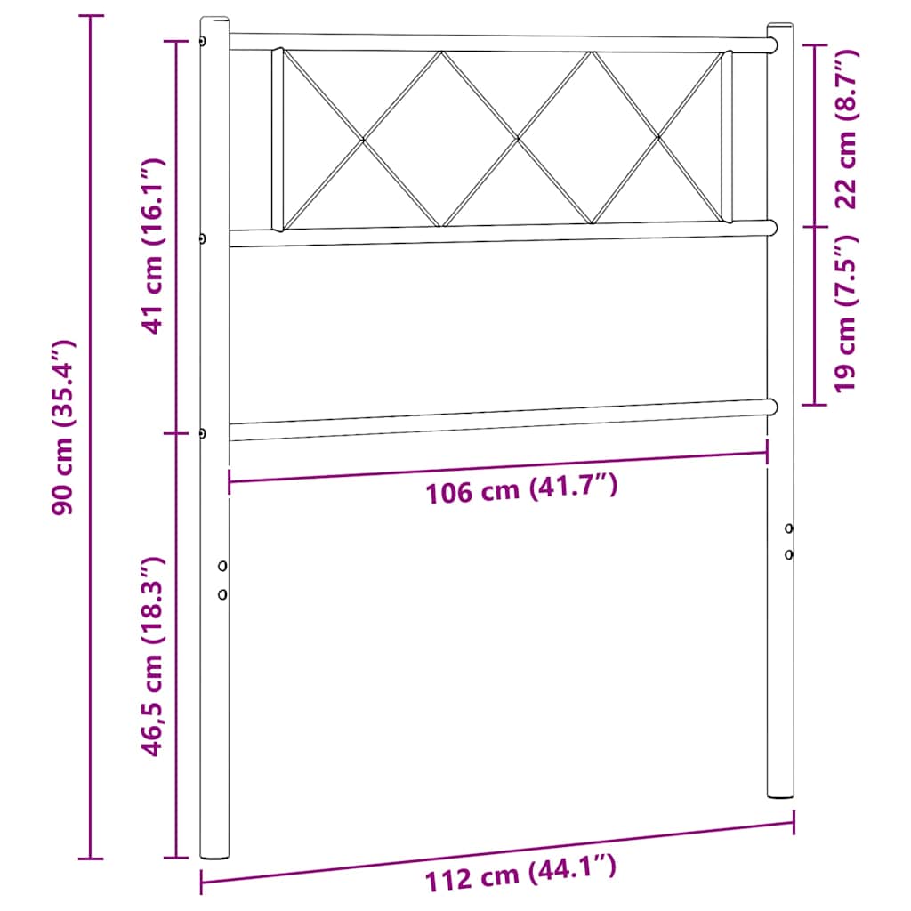Metal Replace Headboard Black 107 cm