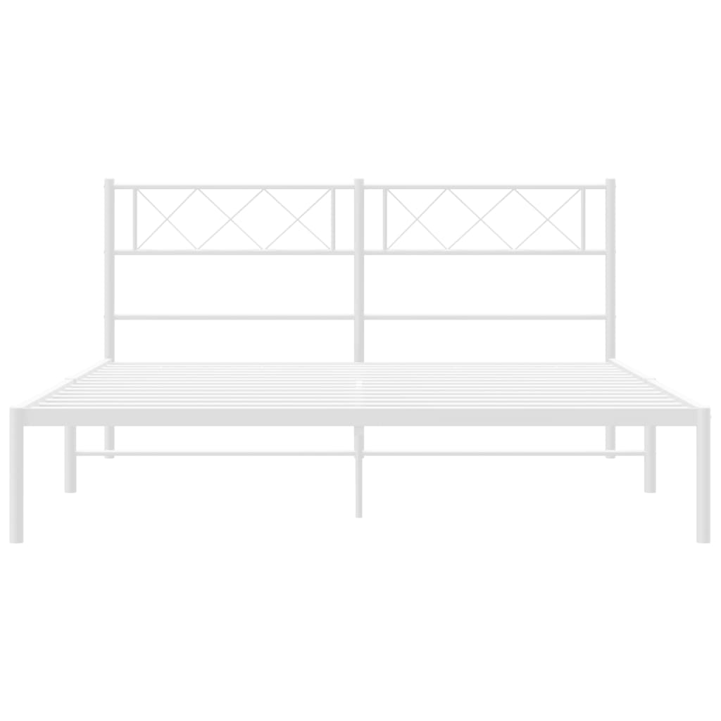 Metal Bed Frame without Mattress with Headboard White 135x190 cm