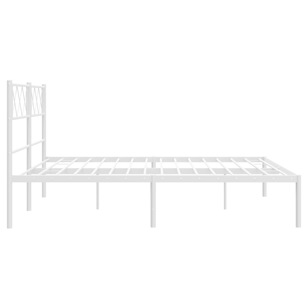 Metal Bed Frame without Mattress with Headboard White 135x190 cm