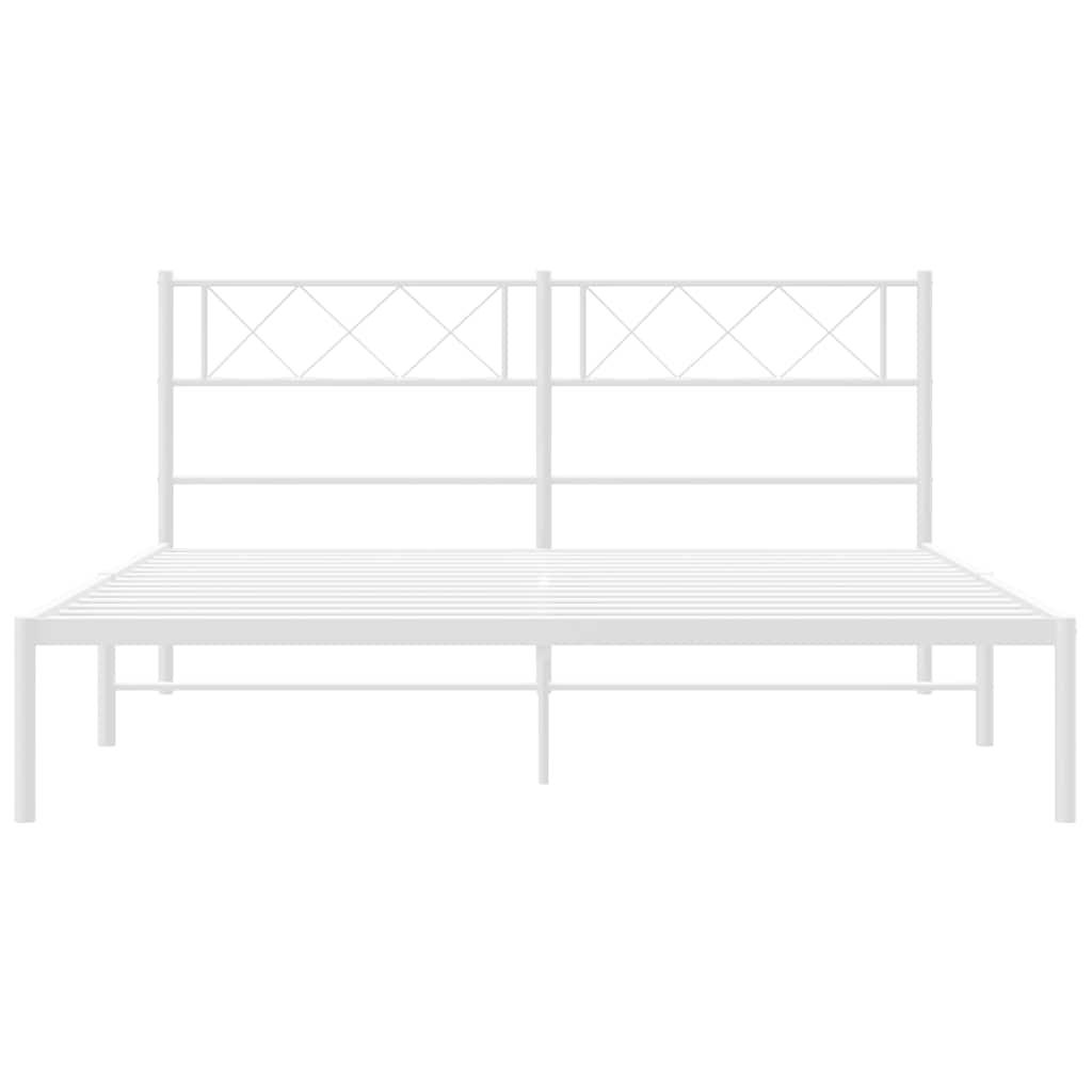 Metal Bed Frame without Mattress with Headboard White 150x200 cm