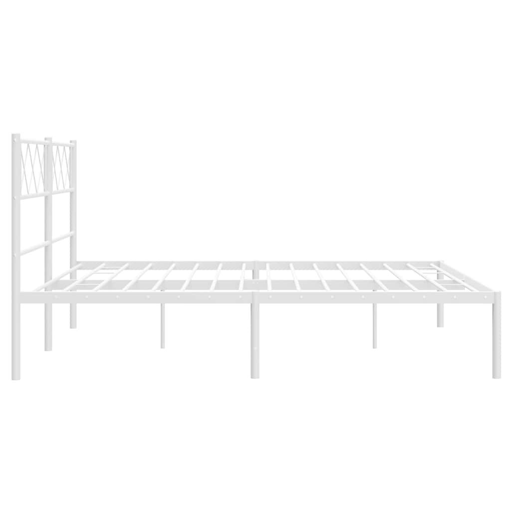 Metal Bed Frame without Mattress with Headboard White 150x200 cm