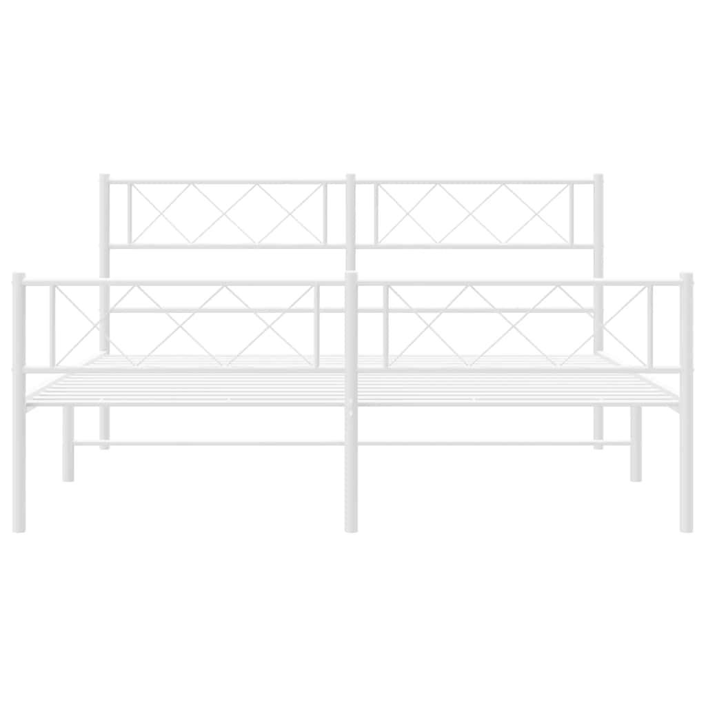 Metal Bed Frame without Mattress with Footboard White 135x190 cm