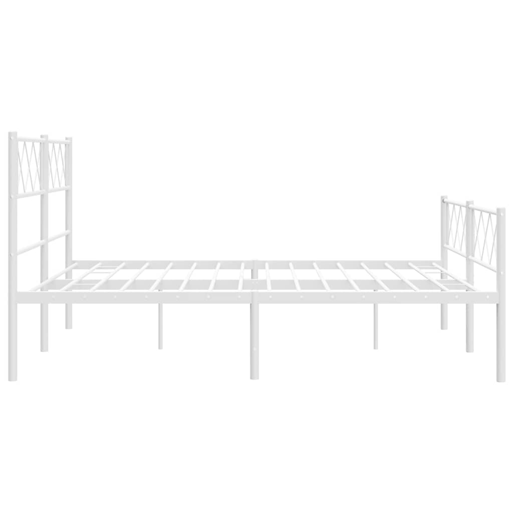 Metal Bed Frame without Mattress with Footboard White 135x190 cm
