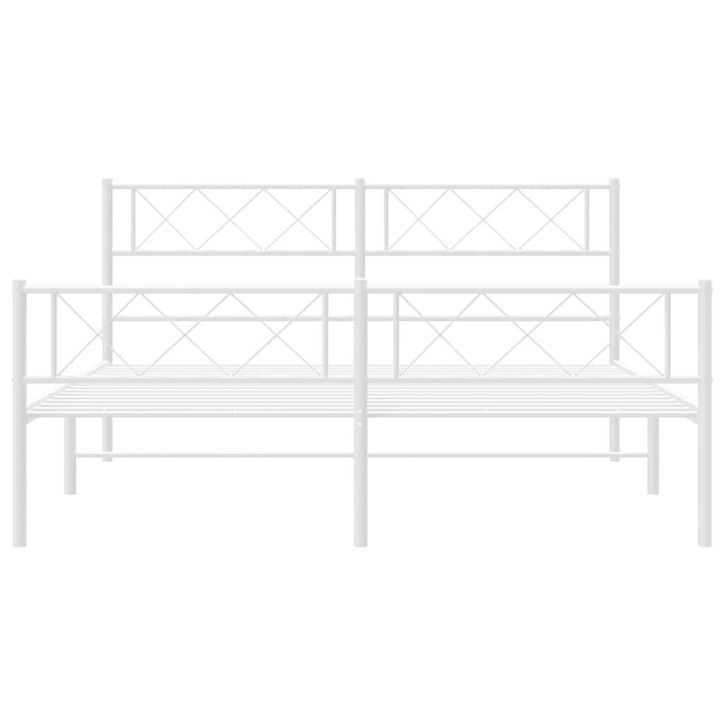 Metal Bed Frame without Mattress with Footboard White 150x200 cm