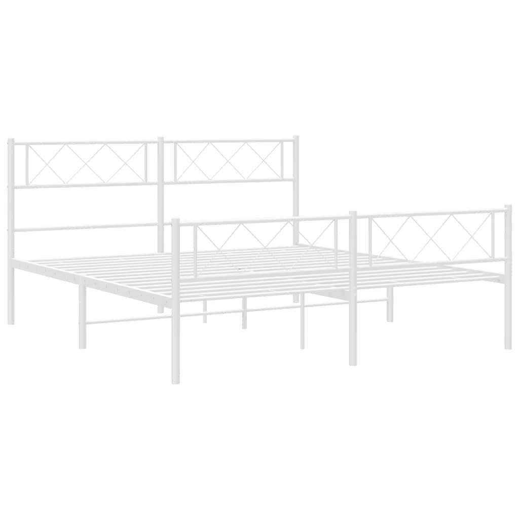 Metal Bed Frame without Mattress with Footboard White 150x200 cm