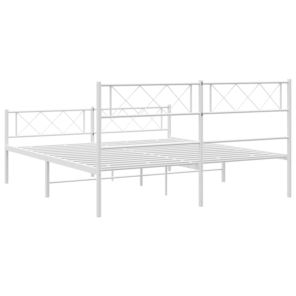 Metal Bed Frame without Mattress with Footboard White 150x200 cm