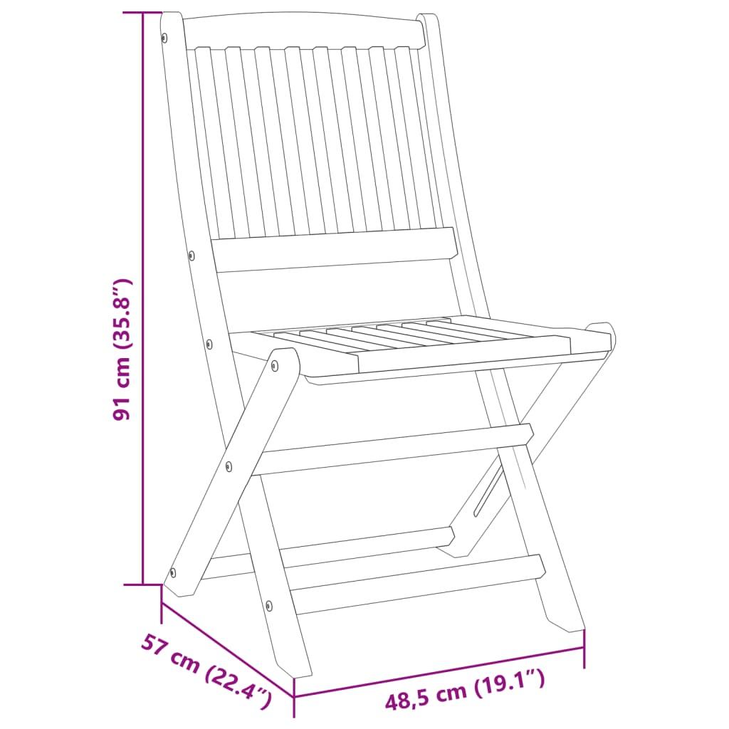 5 Piece Folding Garden Dining Set Solid Wood Acacia