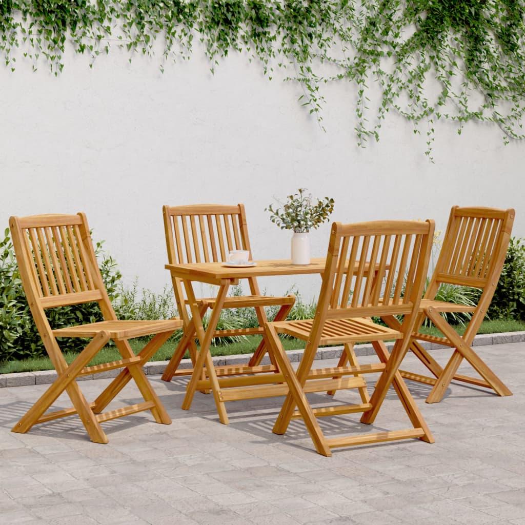 5 Piece Folding Garden Dining Set Solid Wood Acacia