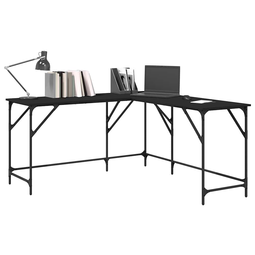 Desk Black 149x149x75 cm Engineered Wood