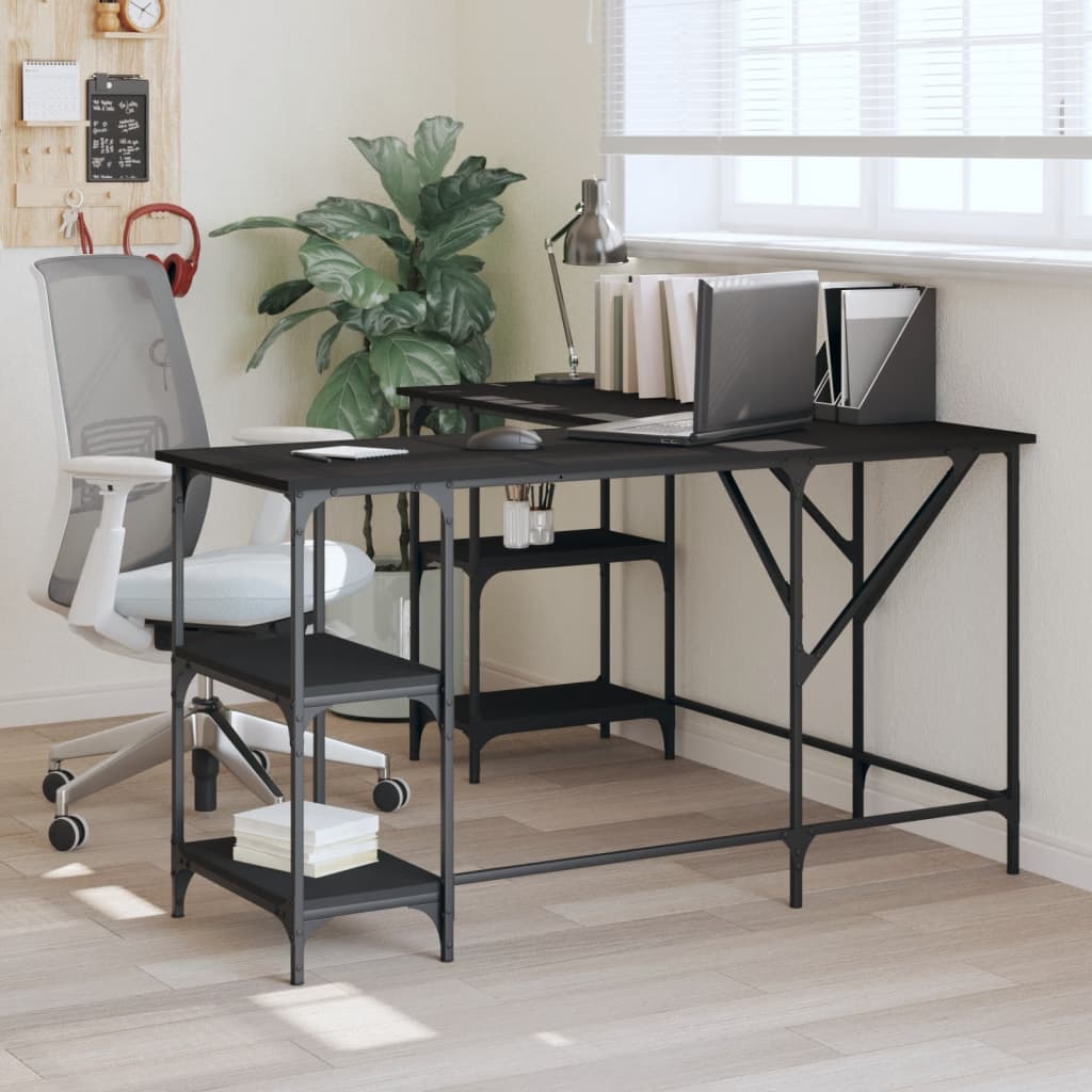 Desk Black 139x139x75 cm Engineered Wood