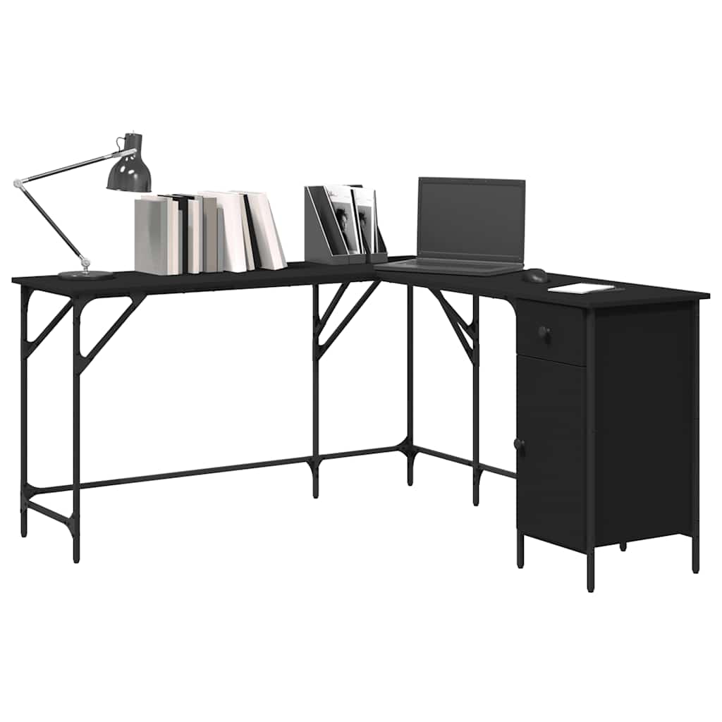 Desk Black 141x141x75 cm Engineered Wood