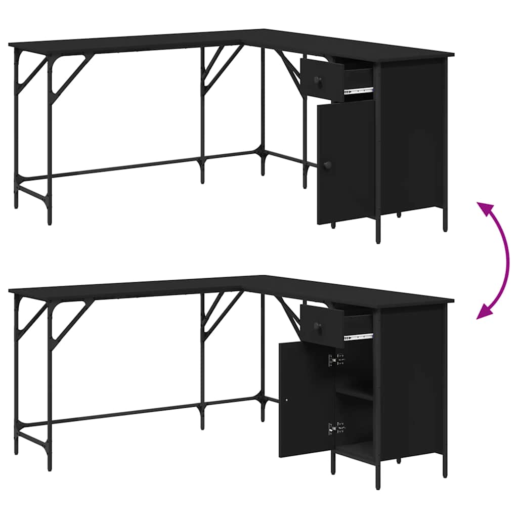 Desk Black 141x141x75 cm Engineered Wood
