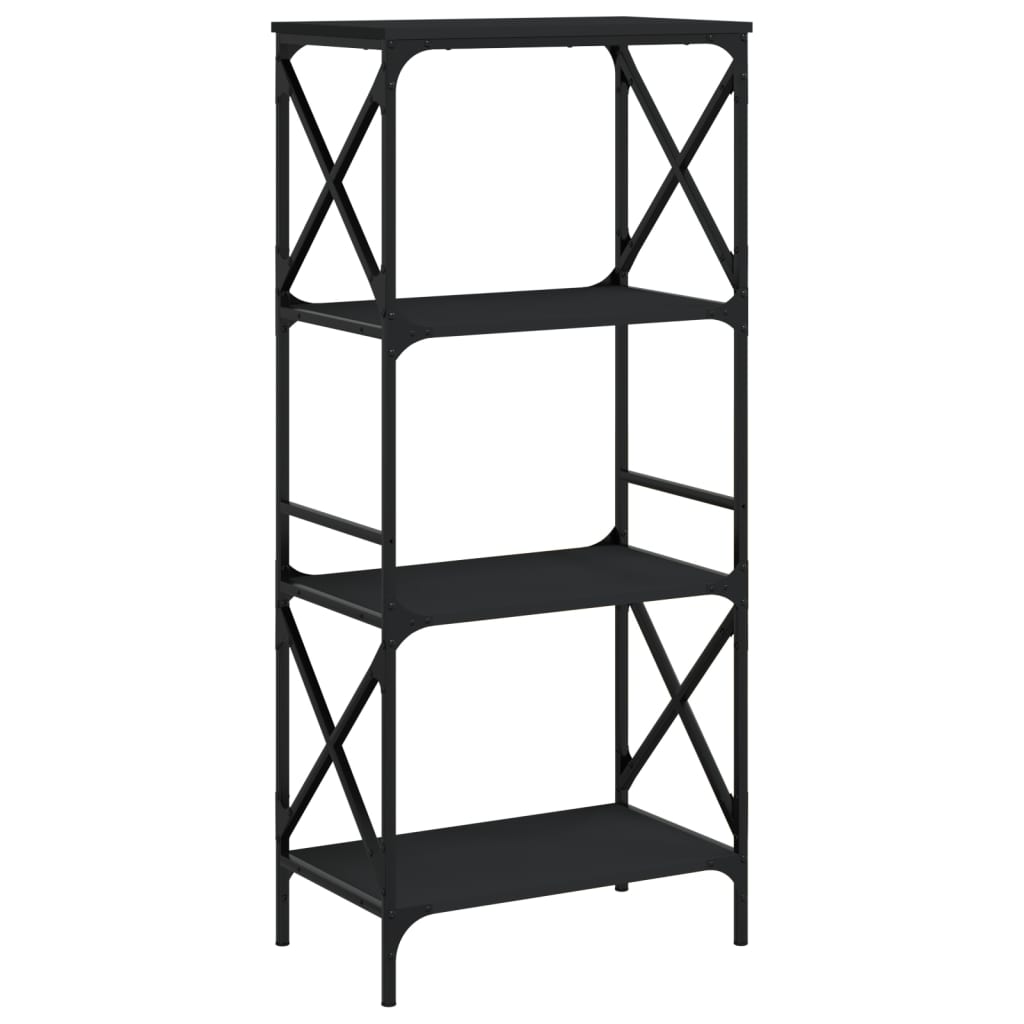 Bookcase 4-Tier Black 59x35x132 cm Engineered Wood