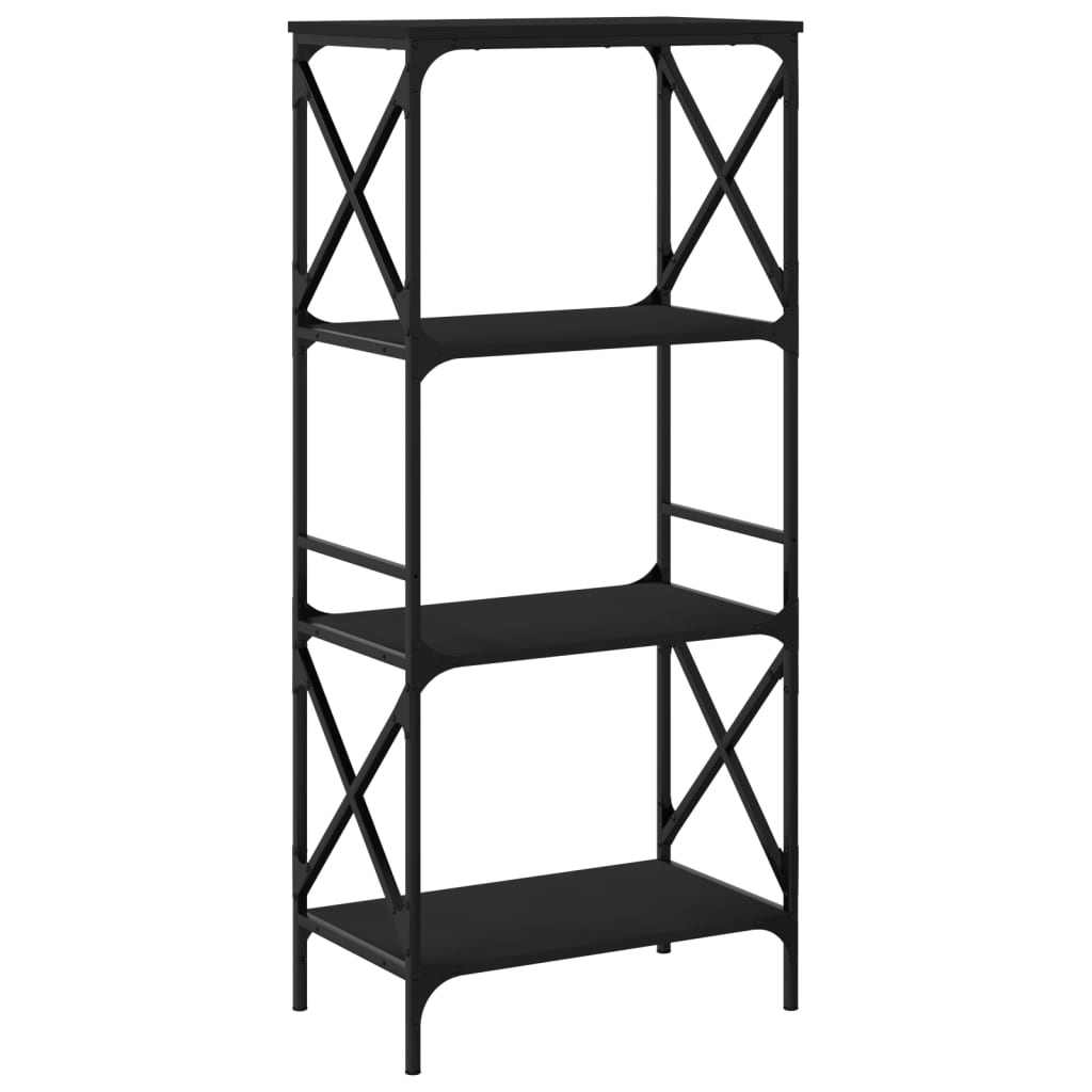 Bookcase 4-Tier Black 59x35x132 cm Engineered Wood