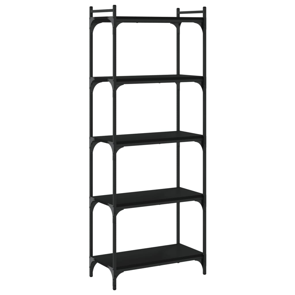 Bookcase 5-Tier Black 60x30x154 cm Engineered Wood