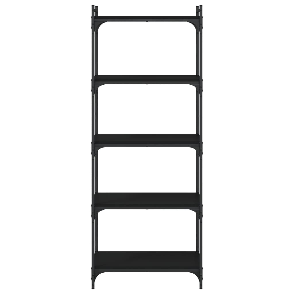 Bookcase 5-Tier Black 60x30x154 cm Engineered Wood