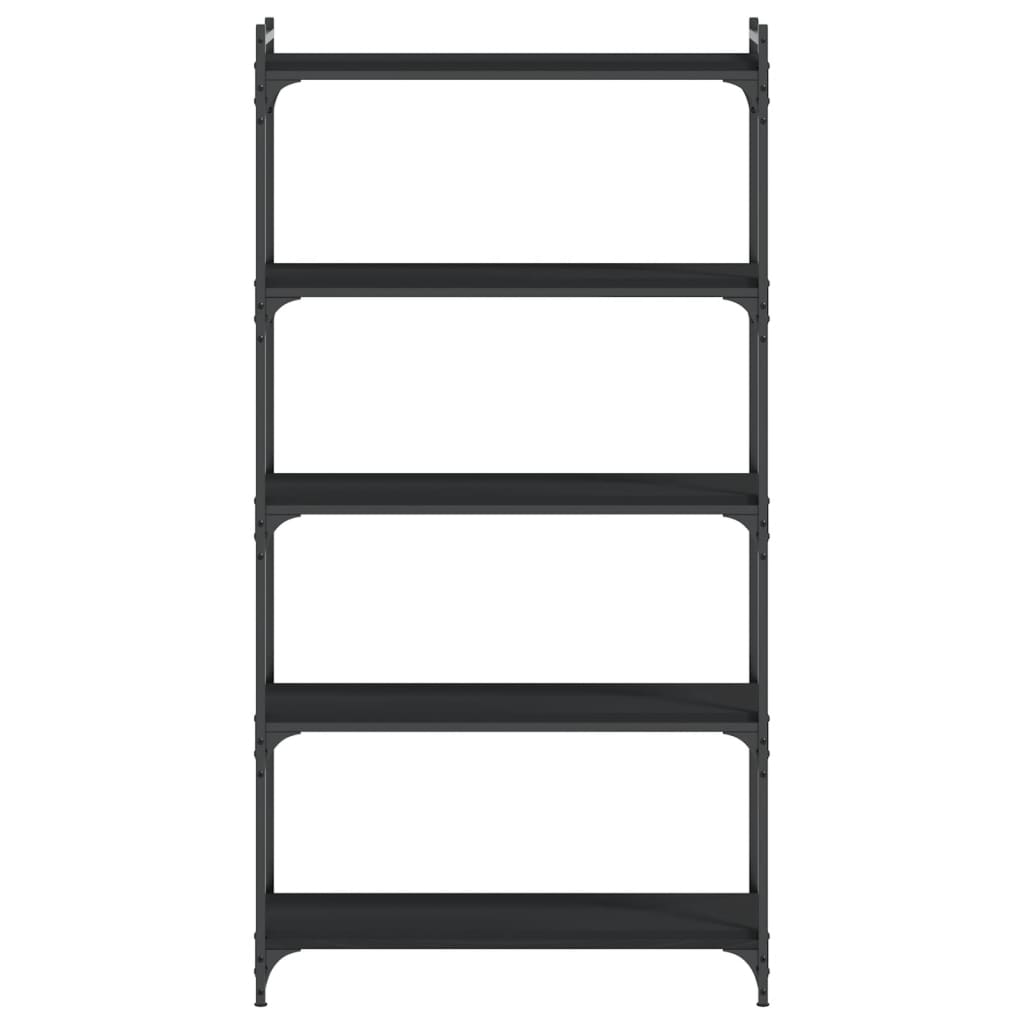 Bookcase 5-Tier Black 80x30x154 cm Engineered Wood