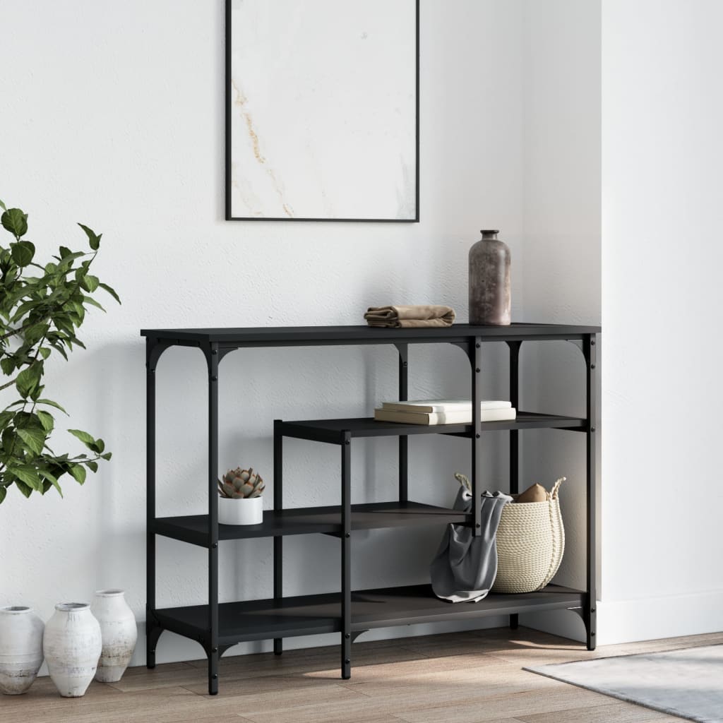 Console Table with Shelves Black 100x35x75 cm