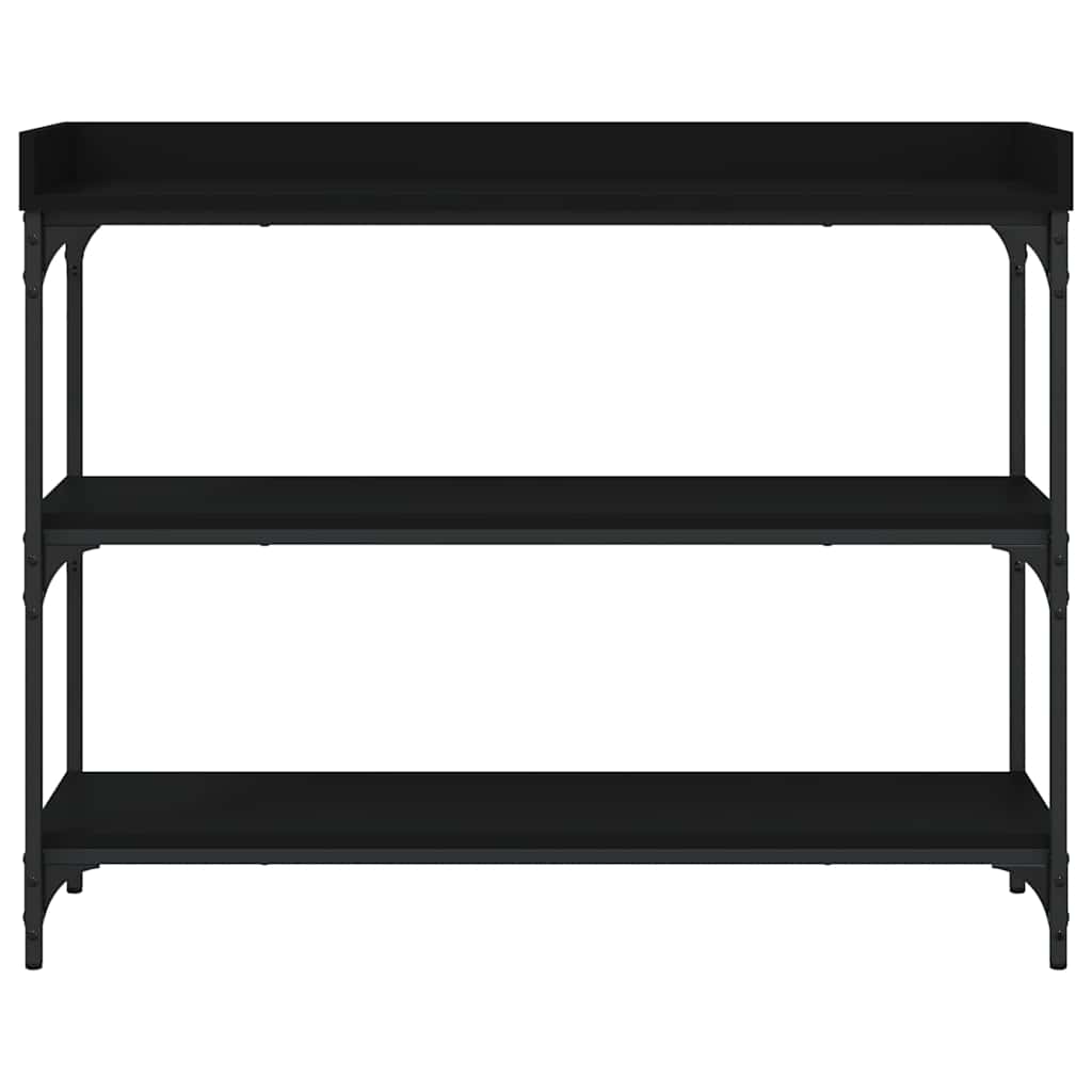 Console Table with Shelves Black 100x30x80 cm