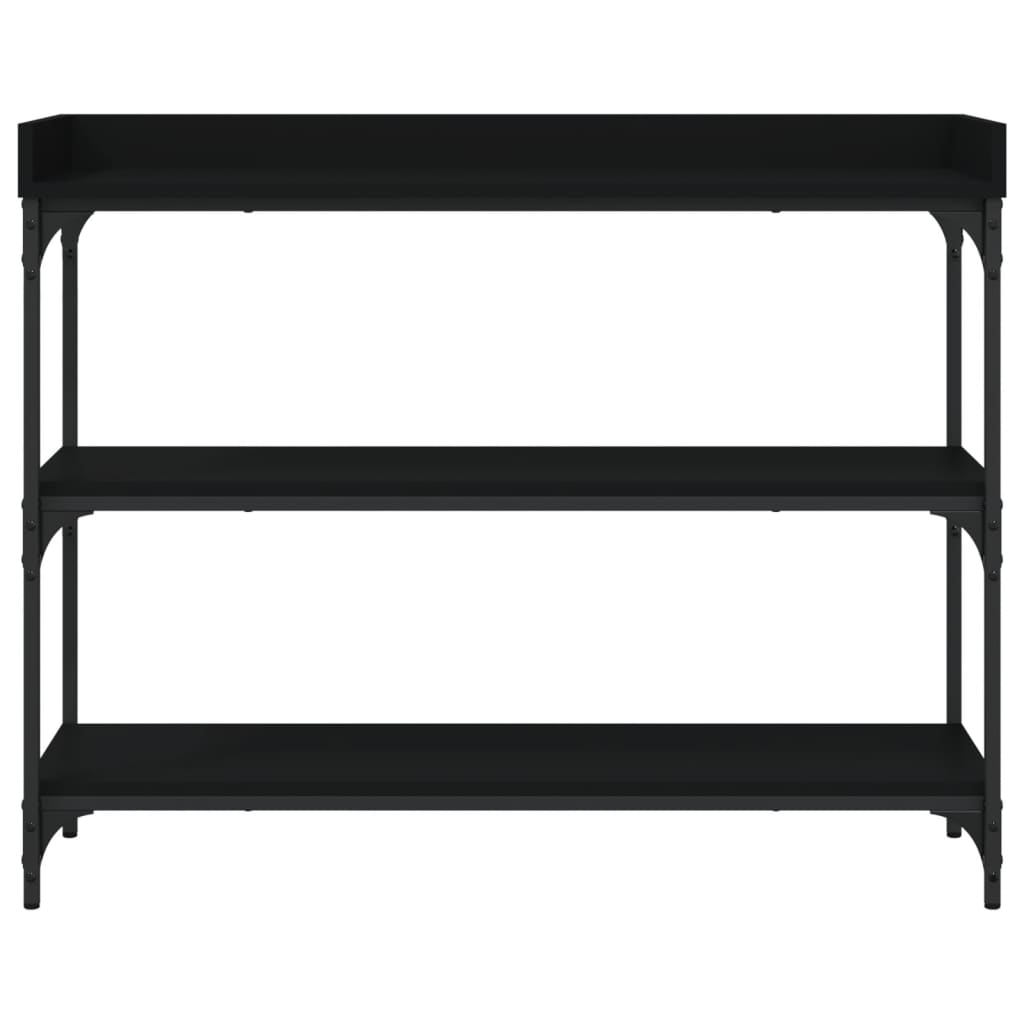 Console Table with Shelves Black 100x30x80 cm