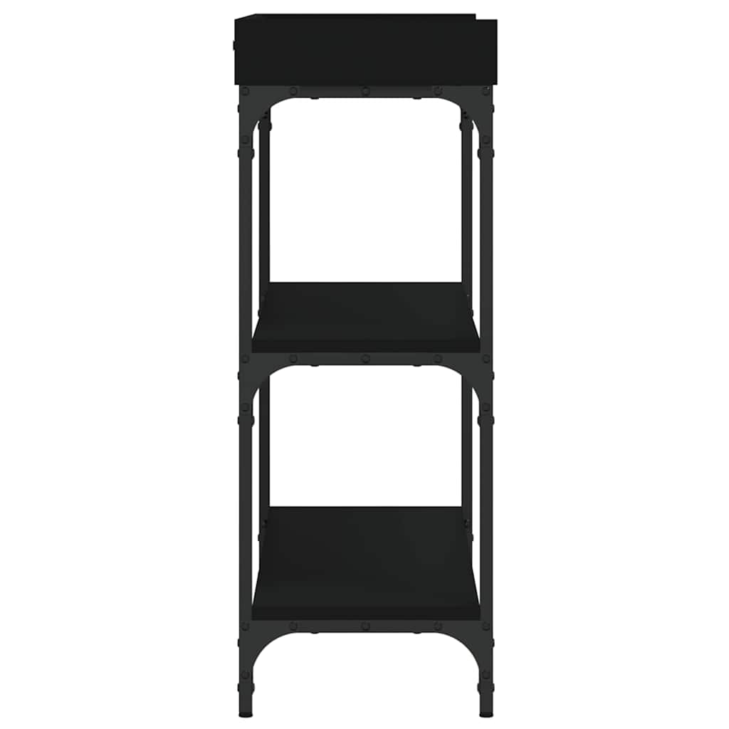 Console Table with Shelves Black 100x30x80 cm