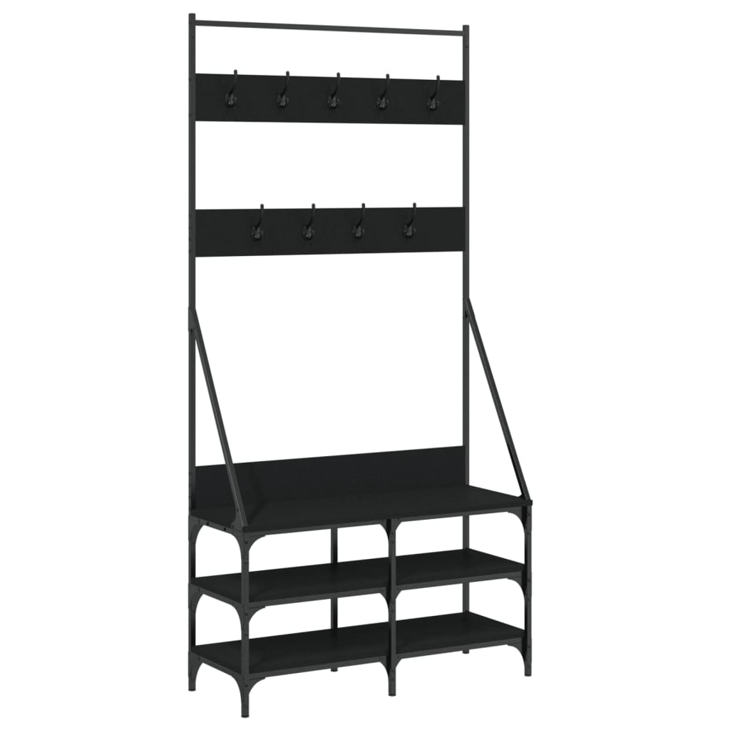 Clothes Rack with Shoe Storage Black 90x34x184 cm