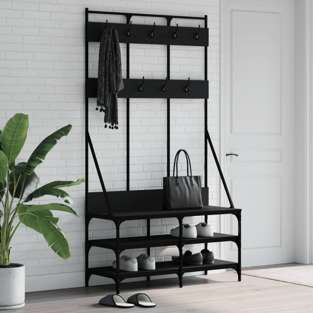 Clothes Rack with Shoe Storage Black 100x40x184 cm