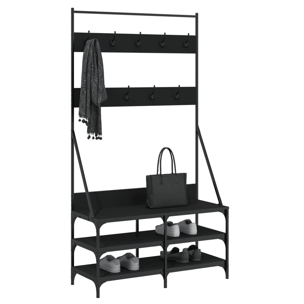 Clothes Rack with Shoe Storage Black 100x40x184 cm