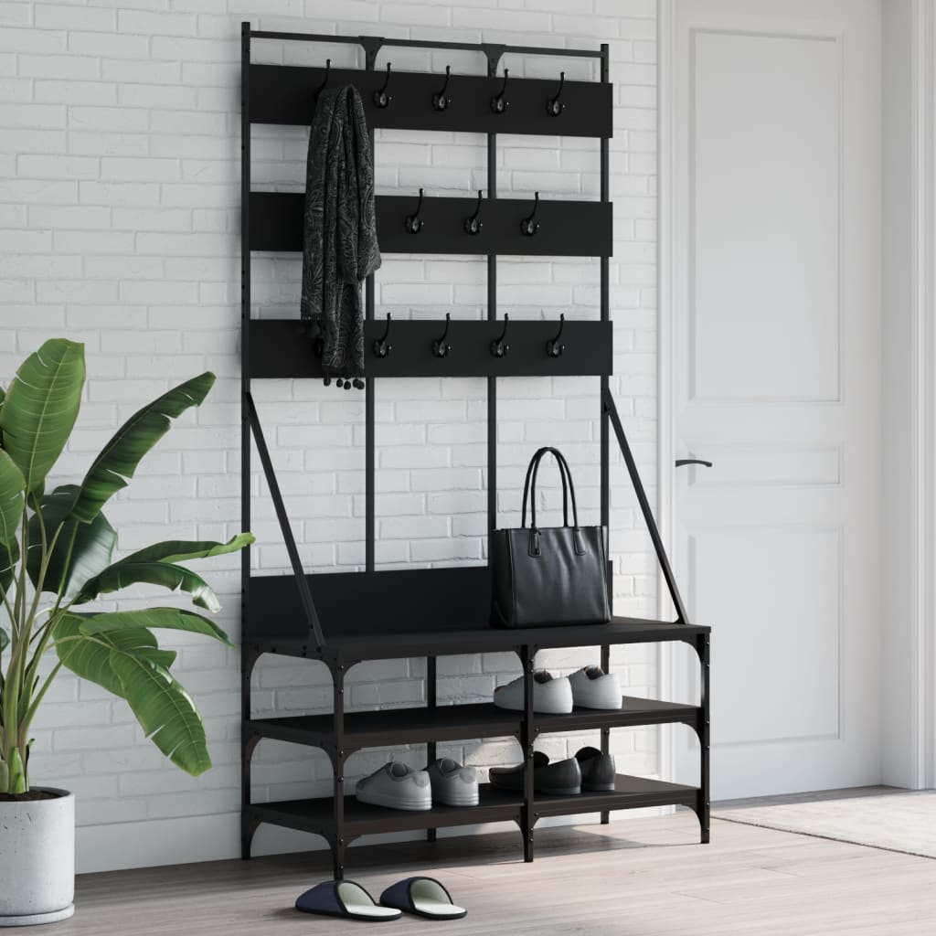 Clothes Rack with Shoe Storage Black 100x40x184 cm