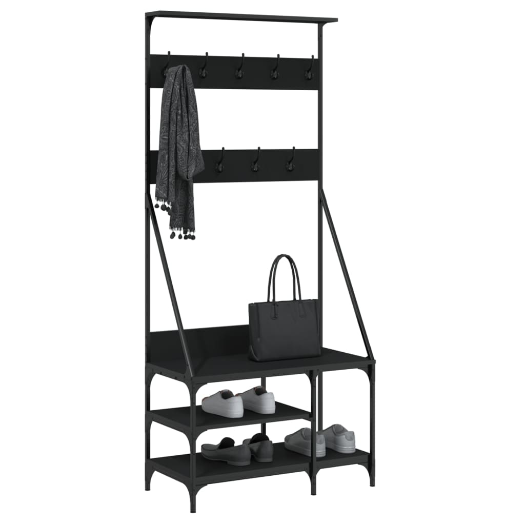 Clothes Rack with Shoe Storage Black 80x40x184 cm