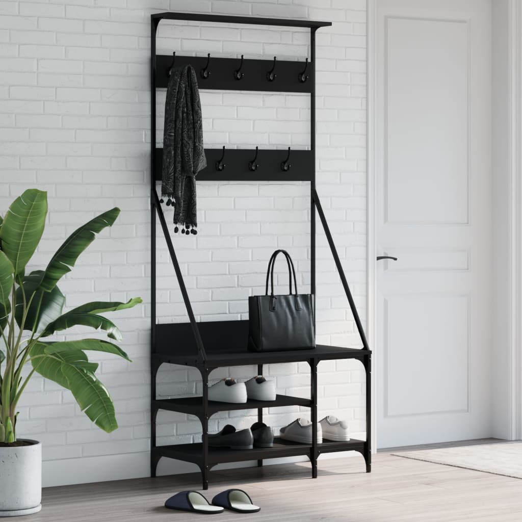 Clothes Rack with Shoe Storage Black 80x40x184 cm