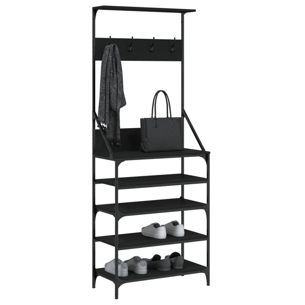 Clothes Rack with Shoe Storage Black 70x34x184 cm