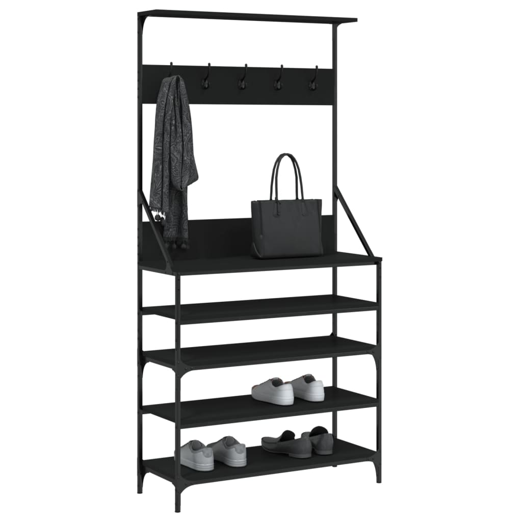 Clothes Rack with Shoe Storage Black 90x34x184 cm