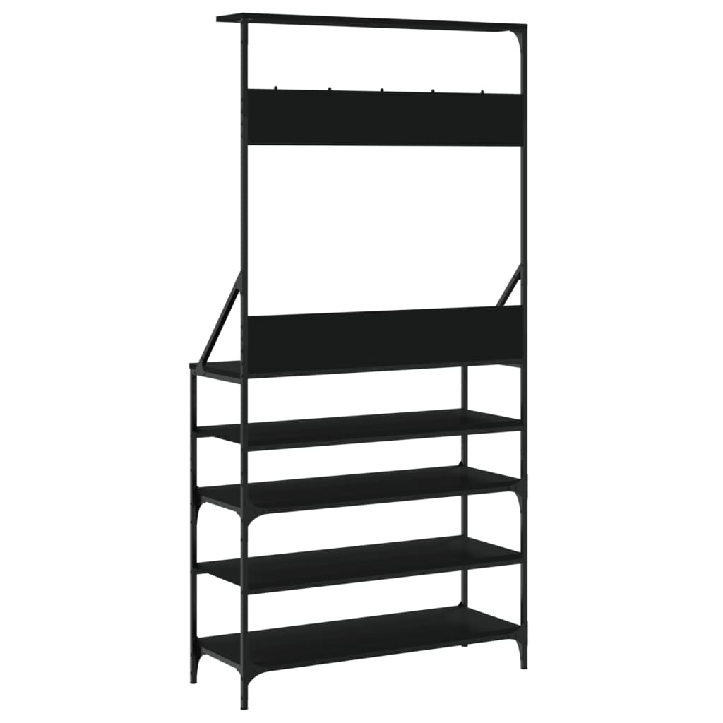 Clothes Rack with Shoe Storage Black 90x34x184 cm