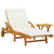 Sun Lounger with Cushion and Table Solid Wood Acacia