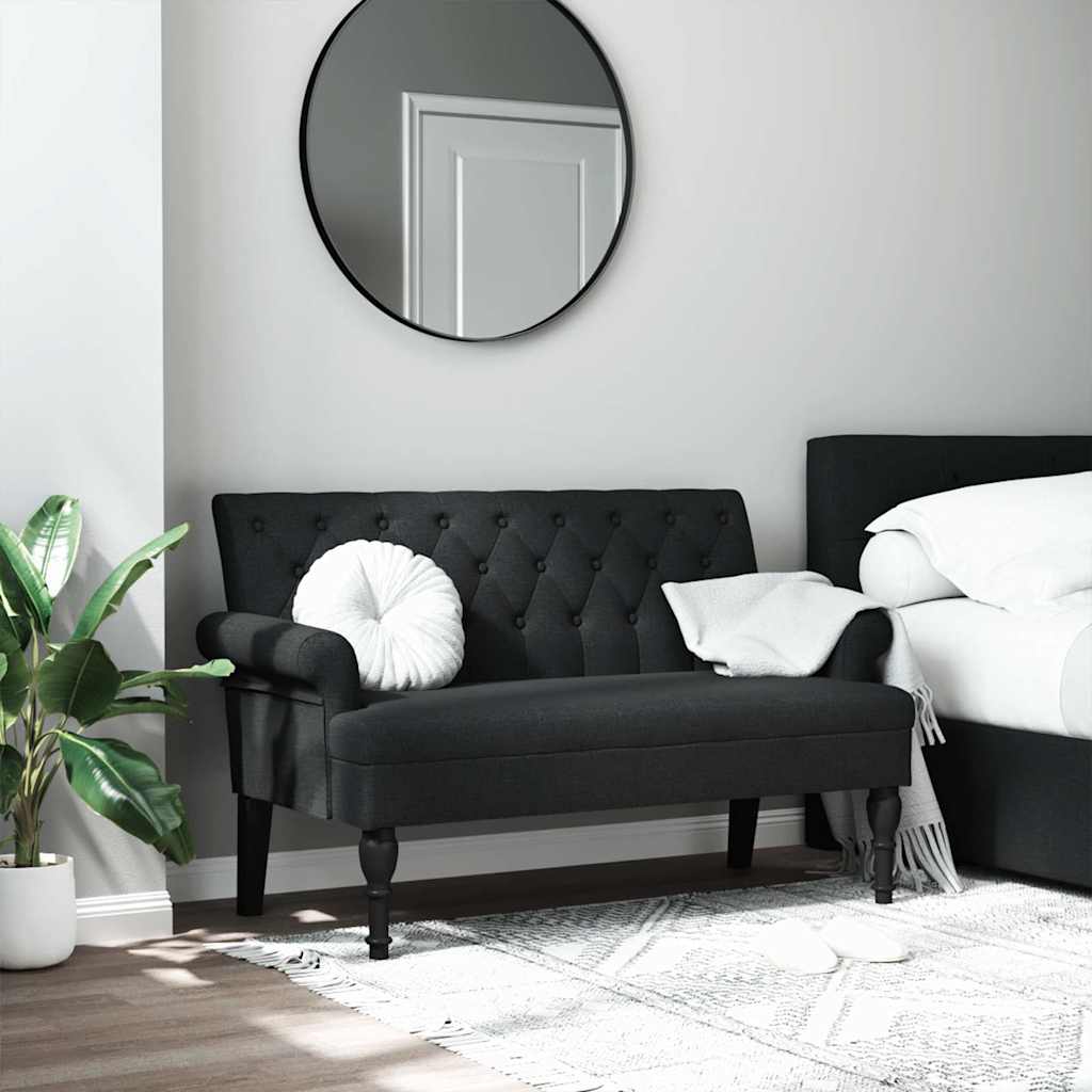 Bench with Backrest Black 120x62x75.5 cm Fabric