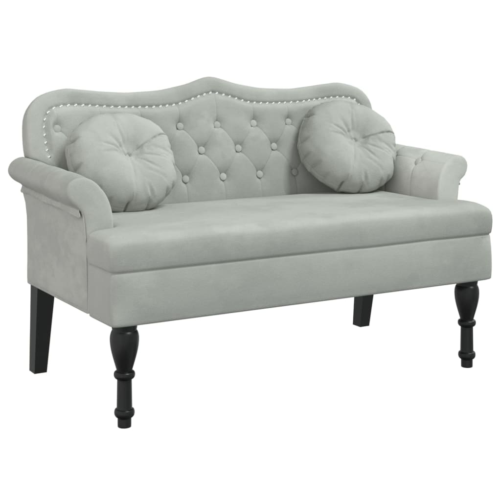 Bench with Cushions Light Grey 120.5x65x75 cm Velvet