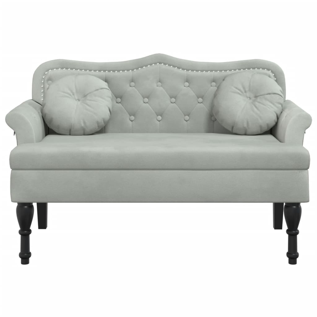 Bench with Cushions Light Grey 120.5x65x75 cm Velvet
