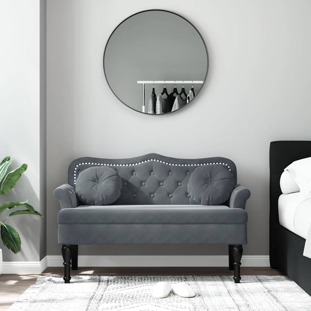 Bench with Cushions Dark Grey 120.5x65x75 cm Velvet