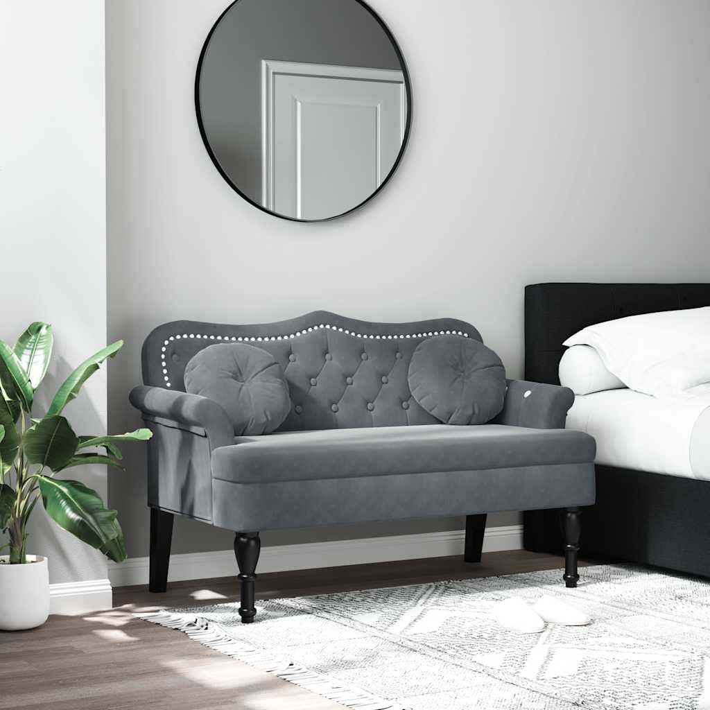 Bench with Cushions Dark Grey 120.5x65x75 cm Velvet