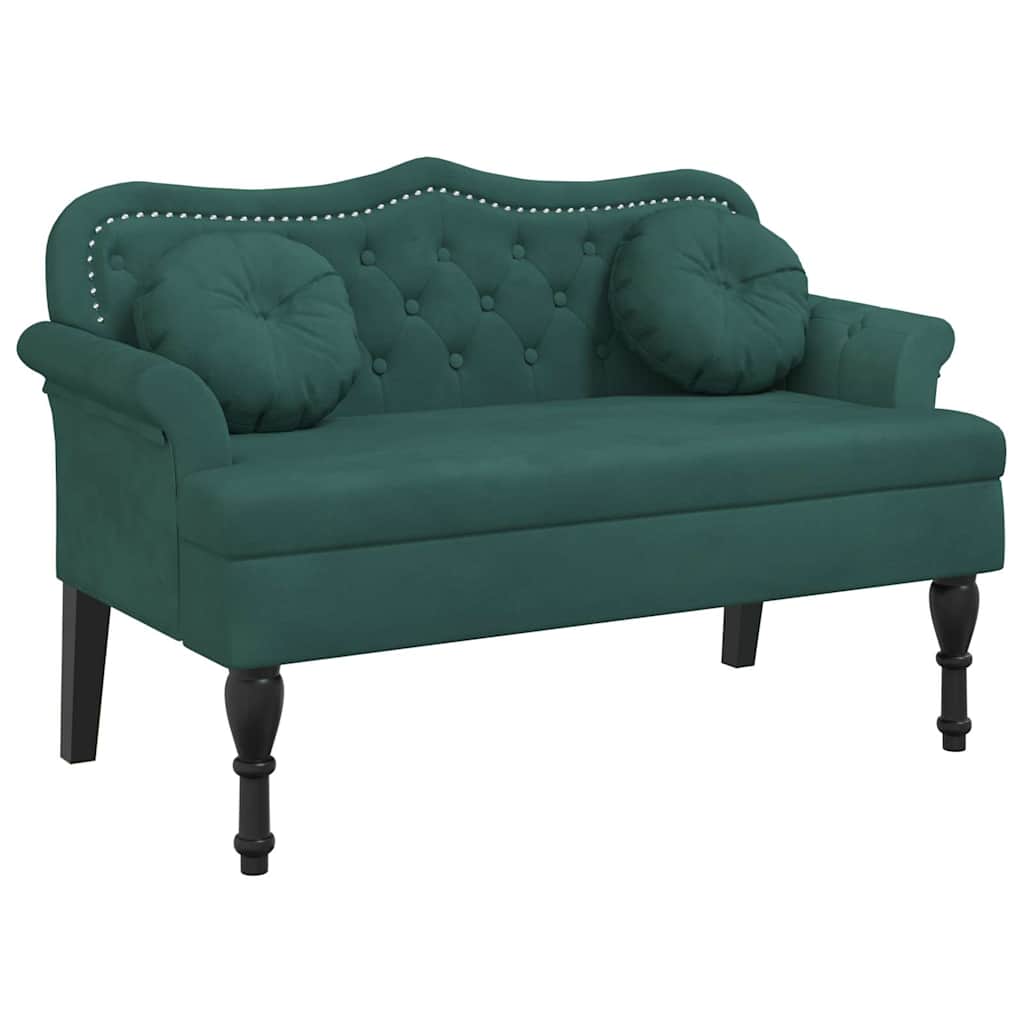 Bench with Cushions Dark Green 120.5x65x75 cm Velvet